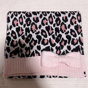 Kate Spade Cheetah Jacquard Bow Muffler- Pastel Pink - OS